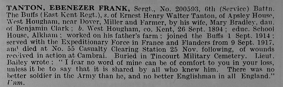 Tanton E F Sergt 200593 6th East Kent Regiment