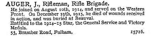 Auger J Rfn Rifle Brigade