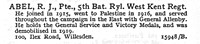 Abel R J Pte 5th Royal West Kent Regiment 100, Ilex Road, Willesden, London.