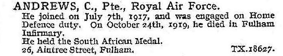 Andrews C Pte Royal Air Force
