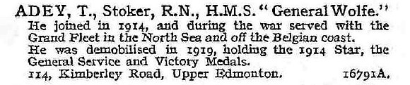 Adey T Stoker T HMS General Wolfe Royal Navy
