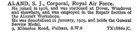 Aland S J Cpl Royal Air Force