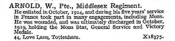 Arnold W Pte Middlesex Regiment