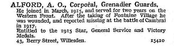 Alford A O Cpl Grenadier Guards