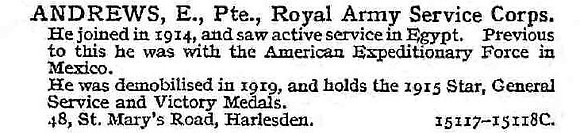 Andrews E Pte Army Service Corps