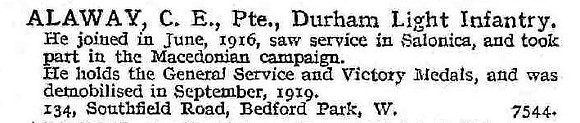Alaway C E Pte Durham Light Infantry
