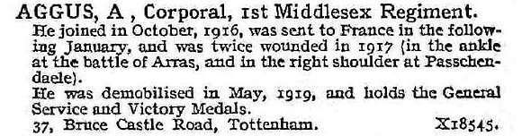 Aggus A Cpl 1st Middlesex Regiment