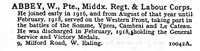 Abbey W Pte Middlesex Regiment And Labour Corps 9, Milford Road, West Ealing. London