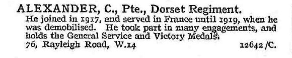 Alexander C Pte Dorset Regiment