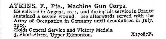 Atkins F Pte Machine Gun Corps