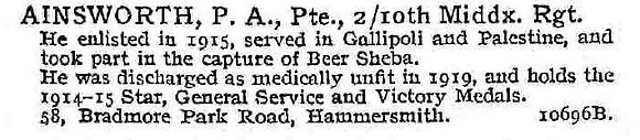 Ainsworth P A Pte 2-10th Middlesex Regiment