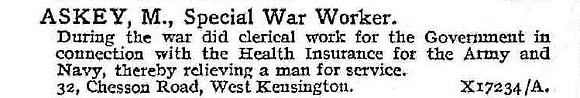 Askey M Special War Worker
