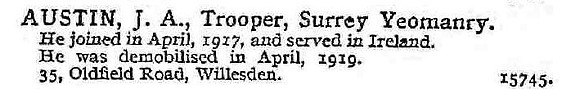 Austin J A Tpr Surrey Yeomanry