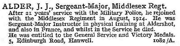 Alder J J Sergt Major Middlesex Regiment