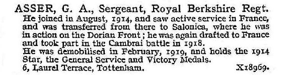 Asser G A Sergt Royal Berkshire Regiment