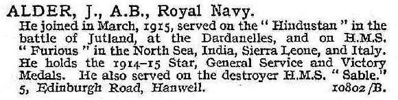 Alder J AB HMS Hindustan Royal Navy