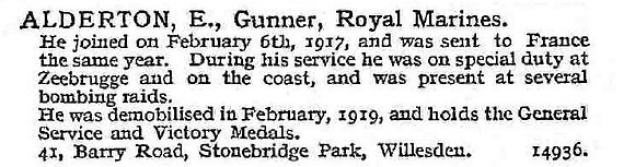 Alderton E Gnr Royal Marine Light Infantry