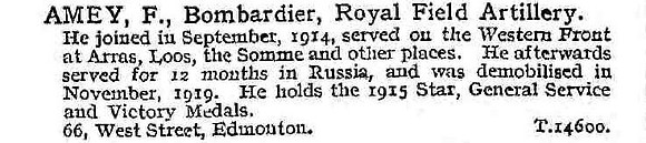 Amey F Bmdr Royal Field Artillery