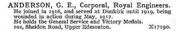 Anderson G E Cpl Royal Engineers