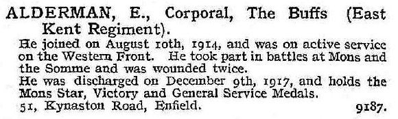 Alderman E Cpl East Kent Regiment