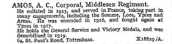 Amos A C Cpl Middlesex Regiment