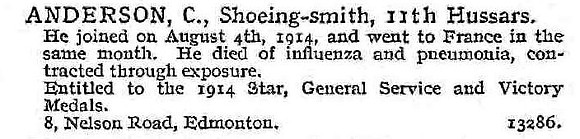 Anderson C Shoeing Smith 11th Hussars