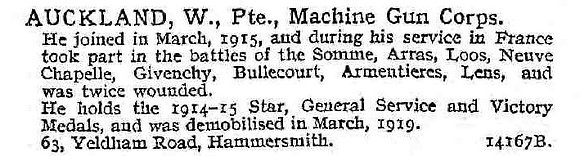 Auckland W Pte Machine Gun Corps