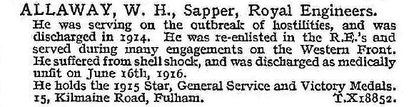Allaway W H Sapper Royal Engineers