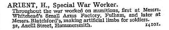 Arient H Munitions Worker