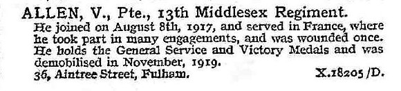 Allen V Pte 13th Middlesex Regiment