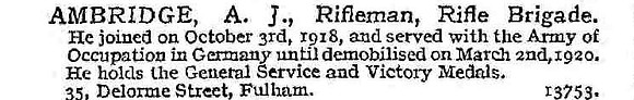 Ambridge A J Rfn Rifle Brigade