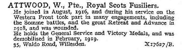 Attwood W Pte Royal Scots Fusiliers