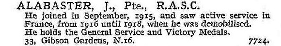 Alabaster J Pte Army Service Corps