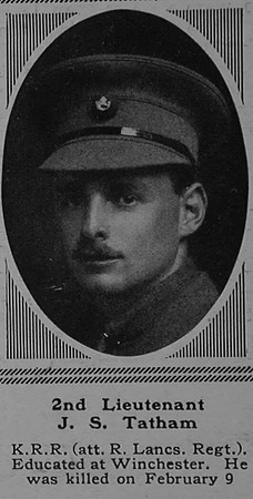 Tatham J S 2nd Lt 9th King's Royal Rifle Corps Attd King's Own (Royal Lancaster Regiment) The Sphere 24th Mar 1917