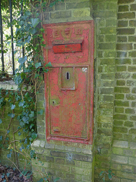 Edward VII Post Box In Wall Of Old Banstead Mental Hospital.  Now HMP Downview and Highdown..
