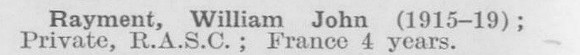 Rayment W J Pte Army Service Corps (LCC Staff Barking Outfall Works)