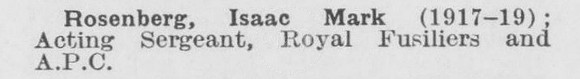 Rosenberg I M Acting Sergt Royal Fusiliers