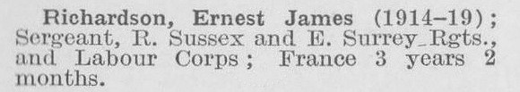 Richardson E J Sergt Royal Sussex Regiment And East Surrey Regiment