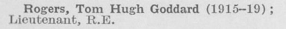 Rogers T H G Lt Royal Engineers (LCC Chief Engineers Department Central Office)