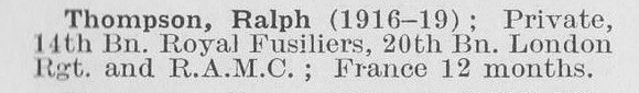 Thompson R Pte Royal Army Medical Corps