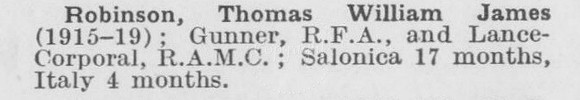 Robinson T W J LCpl Royal Army Medical Corps