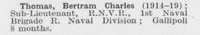 Thomas B C Sub Lt RND Royal Naval Volunteer Reserve