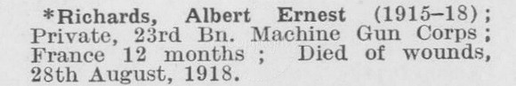 Richards A E Pte Machine Gun Corps