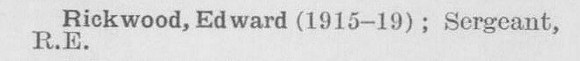Rickwood E Sergt (LCC Temporary Staff) Royal Engineers