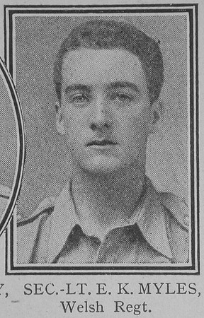 Myles E K 2nd Lt 8th Welsh Regiment Attd 9th Worcestershire Regiment