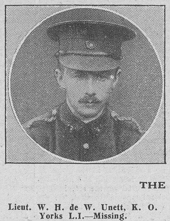Unett W H de W Lt Kings Own Yorkshire Light InfantryThe Graphic 5th Sep 1914