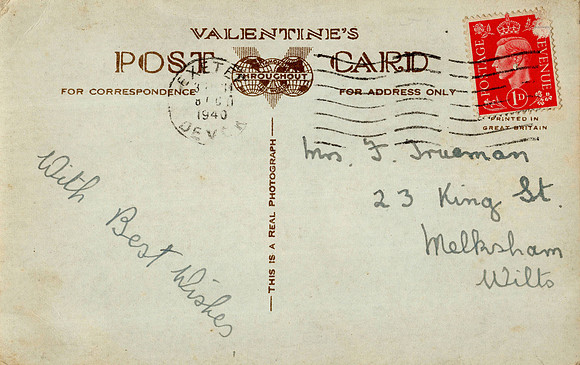 WW2 Birthday Postcard To Mrs F Trueman Back Exeter Postmark 1940