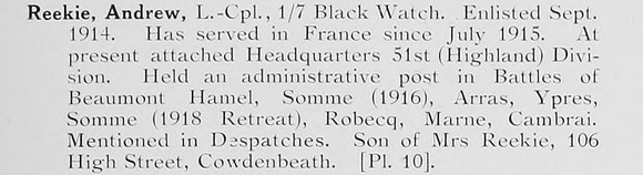Reekie A LCpl 7th Black Watch Photo Available Plate 10