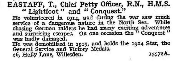 Eastaff T Chief Petty Officer HMS Lightfoot Royal Navy