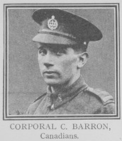 Barron C F Cpl VC 3rd Canadian Infantry